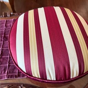 Elegant Burgundy and Cream Striped Accent Pillow